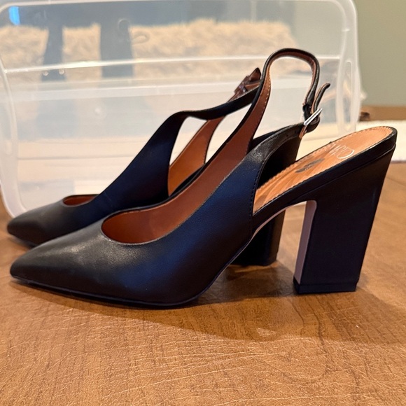 EUC Franco Sarto Sophie Black Slingbacks SZ 9 100% Leather - Picture 5 of 16